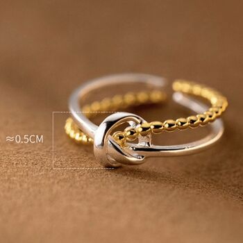 Sterling Silver And Gold Plated Adjustable Knot Ring, 4 of 5