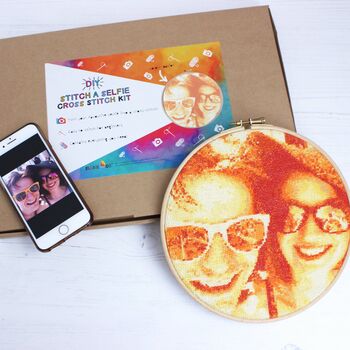 Orange Stitch A Selfie Personalised Cross Stitch Kit, 7 of 10