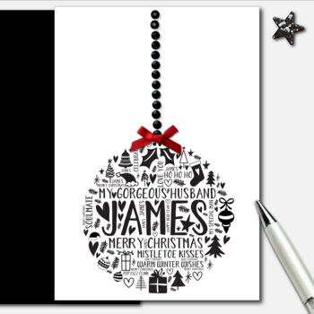 Husband Personalised Christmas Bauble Card, 2 of 3