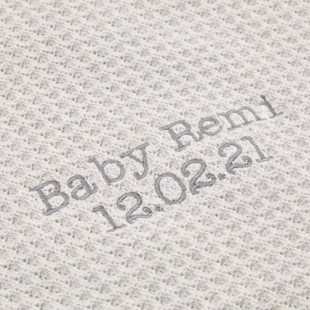 Personalised Grey Cashmere Blend Blanket With Pom Poms By My 1st Years