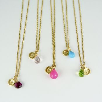 Heart Gold Plated Necklace With Gemstone, 2 of 12