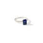 Octagon Created Sapphire Natural Diamond Rings, thumbnail 3 of 9