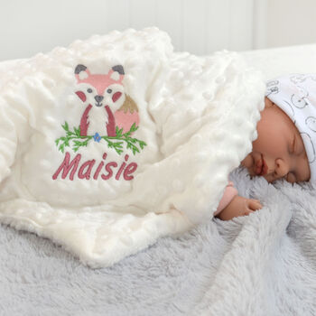 Personalised Embroidered Fox Baby Blanket With Name, 3 of 10