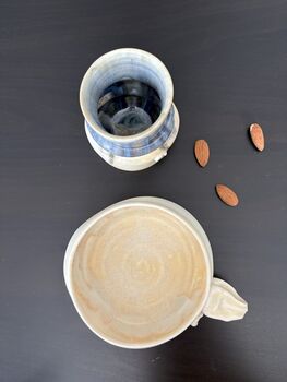Handmade Porcelain Espresso Cup And Saucer Creamy Beige Glaze, 3 of 6