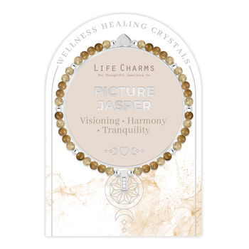 Picture Jasper And Silver Beads Healing Crystals Bracelet, 2 of 6