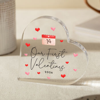 Our First Valentine’s Day Acrylic Heart Plaque Gift, 3 of 4
