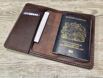Personalised Leather Passport Holder, Chocolate Brown, 3 of 8