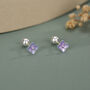 Sterling Silver Purple Hydrangea Flower 18 G Screw Back Stud Earrings With Ball Backs, thumbnail 1 of 10