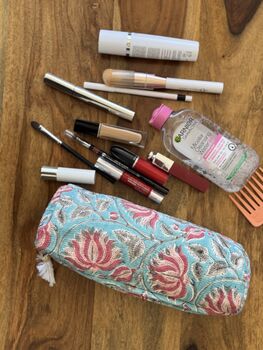 Block Print Washbag, Make Up Pouch, Travel Kit, 4 of 12