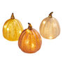 Set Of Three Autumnal Light Up LED Glass Pumpkins, thumbnail 2 of 6