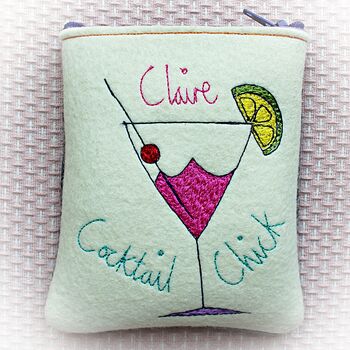 Personalised Embroidered Cocktail Chick Purse, 3 of 5