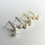 Sterling Silver Pearl Bar Drop Stud Earrings, thumbnail 3 of 5