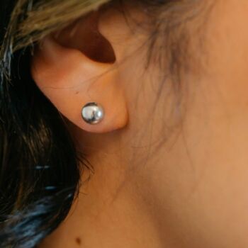 Sterling Silver 6mm Round Ball Dot Geometric Studs, 3 of 3