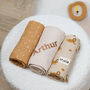 Personalised Trixie Lively Lion Three Pack Muslin Cloths, thumbnail 1 of 5