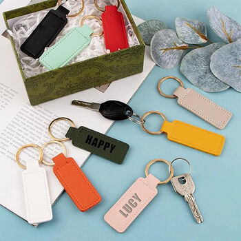 Personalised Leather Keychain – Custom Engraved Gift, 2 of 6