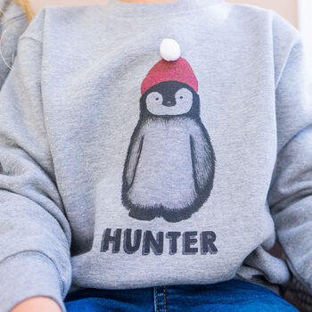 Personalised Applique Penguin Christmas Jumper, 5 of 7