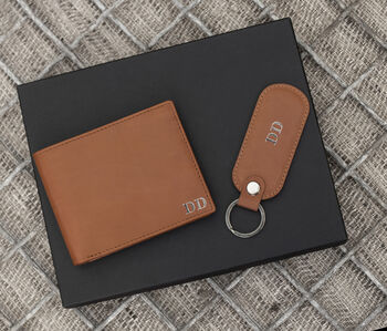 Mens Personalised Leather Wallet Gift Set, 4 of 12