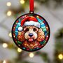 Poodle Blonde In Santa Hat Suncatcher Decoration, thumbnail 1 of 6
