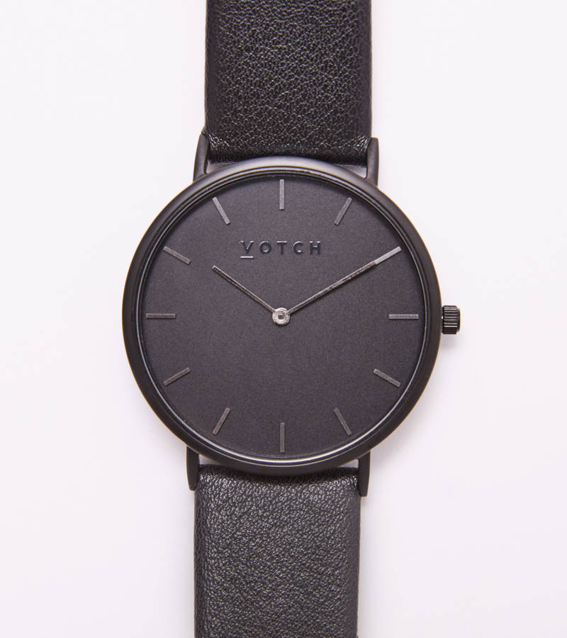dark grey and black vegan leather watch by votch | notonthehighstreet.com