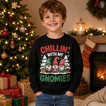 Kids Chillin’ With My Gnomies Christmas Jumper, 3 of 7