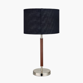 Brushed Silver And Wood Effect Table Lamp, 4 of 8