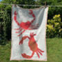 Linen Embroidered Crab Tea Towel, thumbnail 1 of 3