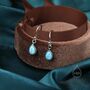 Blue Opal Droplet Drop Hook Earrings In Sterling Silver, thumbnail 1 of 12