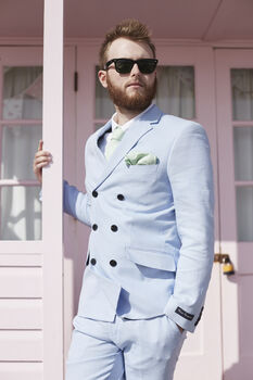 Mens Mint Green Gingham Print Cotton Pocket Square, 6 of 12