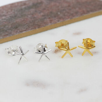 18ct Gold Plated Or Silver Starfish Stud Earrings, 2 of 6