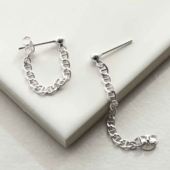 Sterling Silver Ball And Chain Studs, 3 of 5
