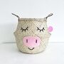 Seagrass Pig Toy Storage Belly Basket, thumbnail 2 of 4