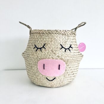 Seagrass Pig Toy Storage Belly Basket, 2 of 4