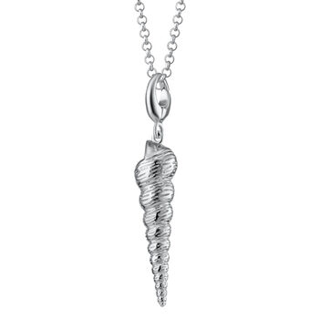 Sterling Silver Spire Shell Charm Necklace, 3 of 6