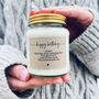Personalised Happy Birthday Message Scented Soy Candle, thumbnail 1 of 7