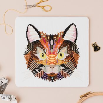 Mandala Black Cat Cross Stitch Kit, 2 of 7