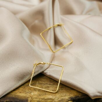 Silver Plated Dainty Thread Square Hoop Earrings, 4 of 6