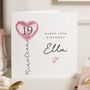 19th Birthday Pink Heart Balloon Card For Daughter, thumbnail 1 of 7