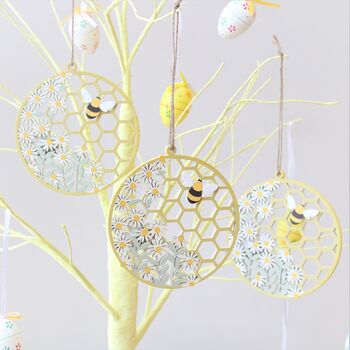 Set Of Two Honeycomb And Bee Hanging Easter Decorations, 3 of 5
