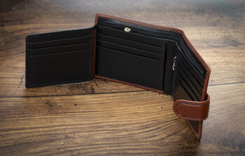 Personalised Luxury Brown And Black Leather Wallet Rfid, 8 of 9