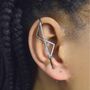 Oxidised Silver White Topaz Gemstone Triangle Ear Cuffs, thumbnail 1 of 5