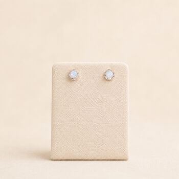 4mm Star Cut Sterling Silver White Opal Stud Earrings, 3 of 9