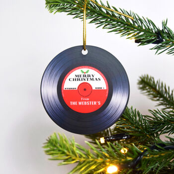 Personalised Vinyl Record Christmas Tree Decoration, 5 of 5