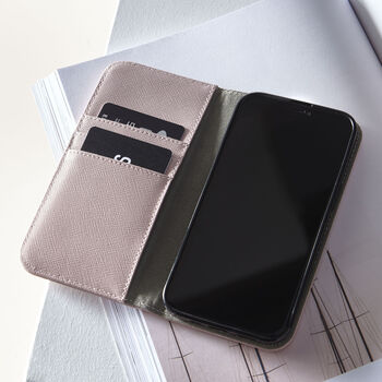 Personalised Leather Flip Phone Case, 3 of 12
