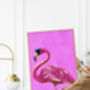 Custom Personalised Flamingo Wearing Glasses Art Print, thumbnail 2 of 6