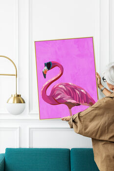 Custom Personalised Flamingo Wearing Glasses Art Print, 2 of 6