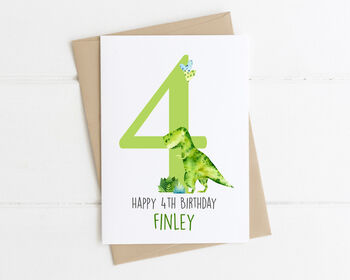 Personalised Children's Birthday Card Green Dinosaur, 6 of 8