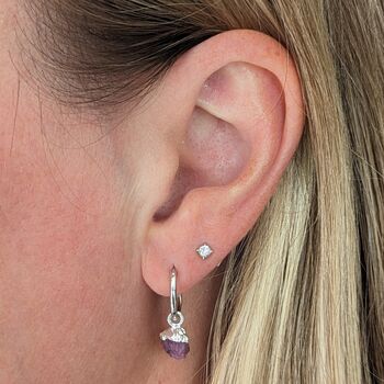 July Birthstone Earrings, Ruby, Silver, 2 of 4