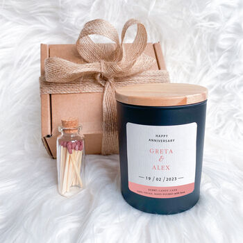 Engagement Candle For Couple With Names And Date, 2 of 6