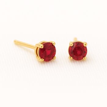9ct Gold July Ruby Birthstone Stud Earrings, 3 of 4