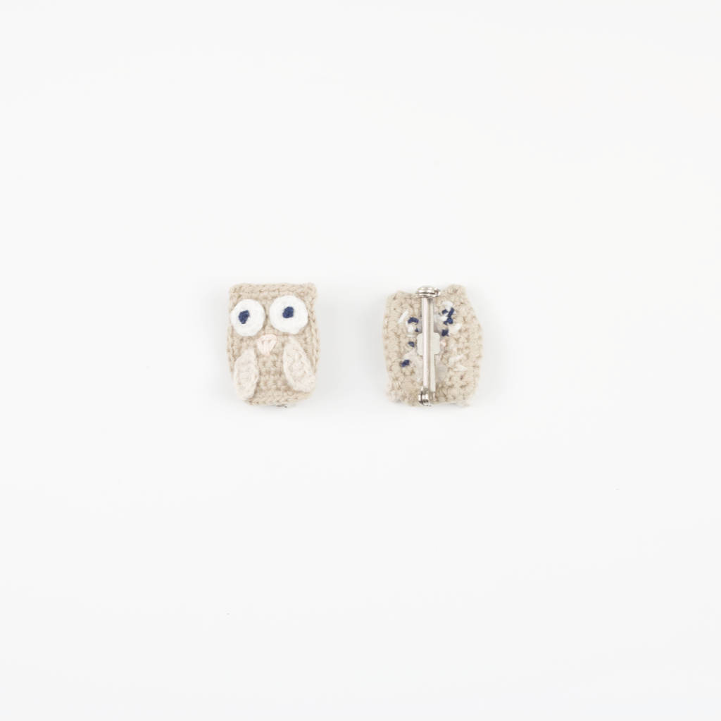 Handmade Organic Owl Pin By Nyoki Handmade London
